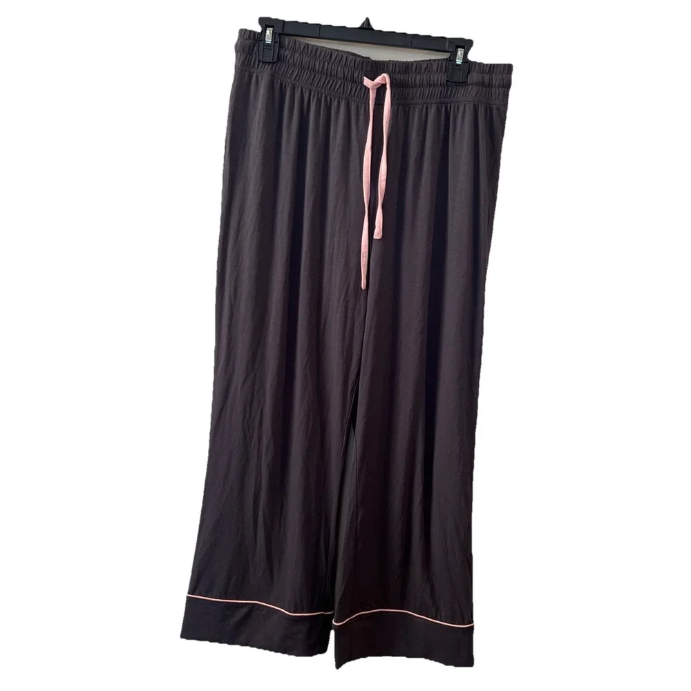 Bare Necessities Sleepwear Set Women M Cool‎ Jade S/S Notch Collar Crop Pant New